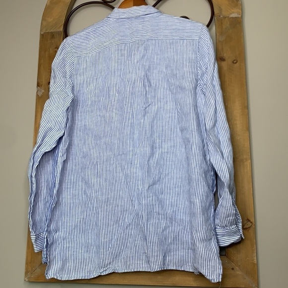 J Jill Striped Love Linen Essential Button Down Shirt - Picture 5 of 6